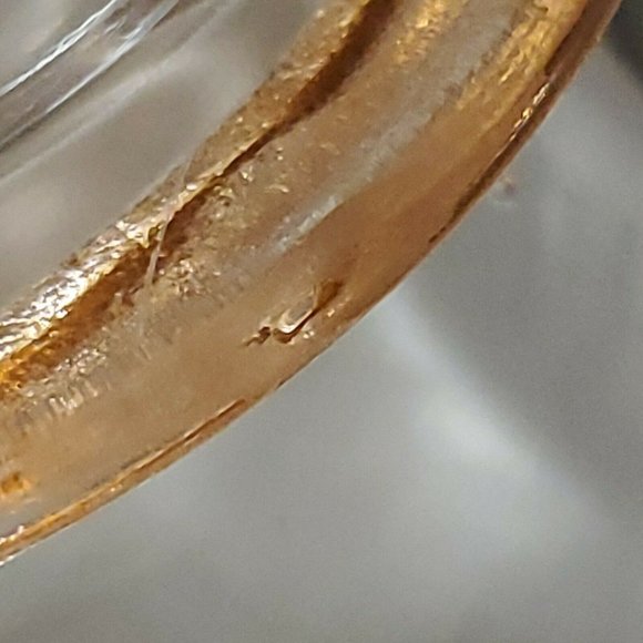 Vintage Pink Depression Glass Etched Rolled Rim Bowl stripes floral garland 7.5" - Picture 7 of 8